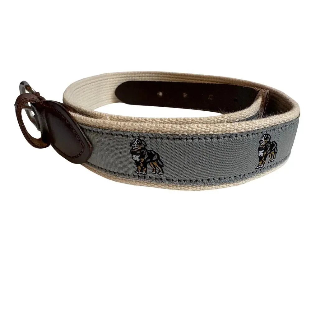 Crewcuts Brown Leather Blue Ribbon with St. Bernard Dog Canvas Belt size XL